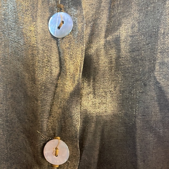 Impressions of California 80s Gold Lame Shirt.Mother of Pearl Buttons.EUC.Size 8 - Picture 3 of 5